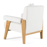 Cynthia Modern White Fabric + Wood Accent Chair