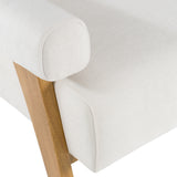 Cynthia Modern White Fabric + Wood Accent Chair