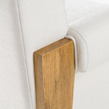 Cynthia Modern White Fabric + Wood Accent Chair