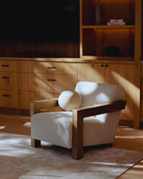 Dalhart Modern Beige Fabric + Grey Wash Wood Accent Chair