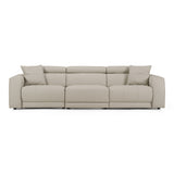 Dalton Modern Italian Light Grey Leather 4-Seat Sofa + 2 Recliners