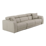 Dalton Modern Italian Light Grey Leather 4-Seat Sofa + 2 Recliners
