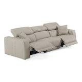 Dalton Modern Italian Light Grey Leather 4-Seat Sofa + 2 Recliners