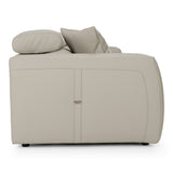 Dalton Modern Italian Light Grey Leather 4-Seat Sofa + 2 Recliners