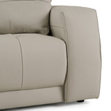Dalton Modern Italian Light Grey Leather 4-Seat Sofa + 2 Recliners