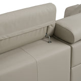 Dalton Modern Italian Light Grey Leather 4-Seat Sofa + 2 Recliners