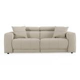 Dalton Modern Italian Light Grey Leather 3-Seat Sofa + 2 Recliners