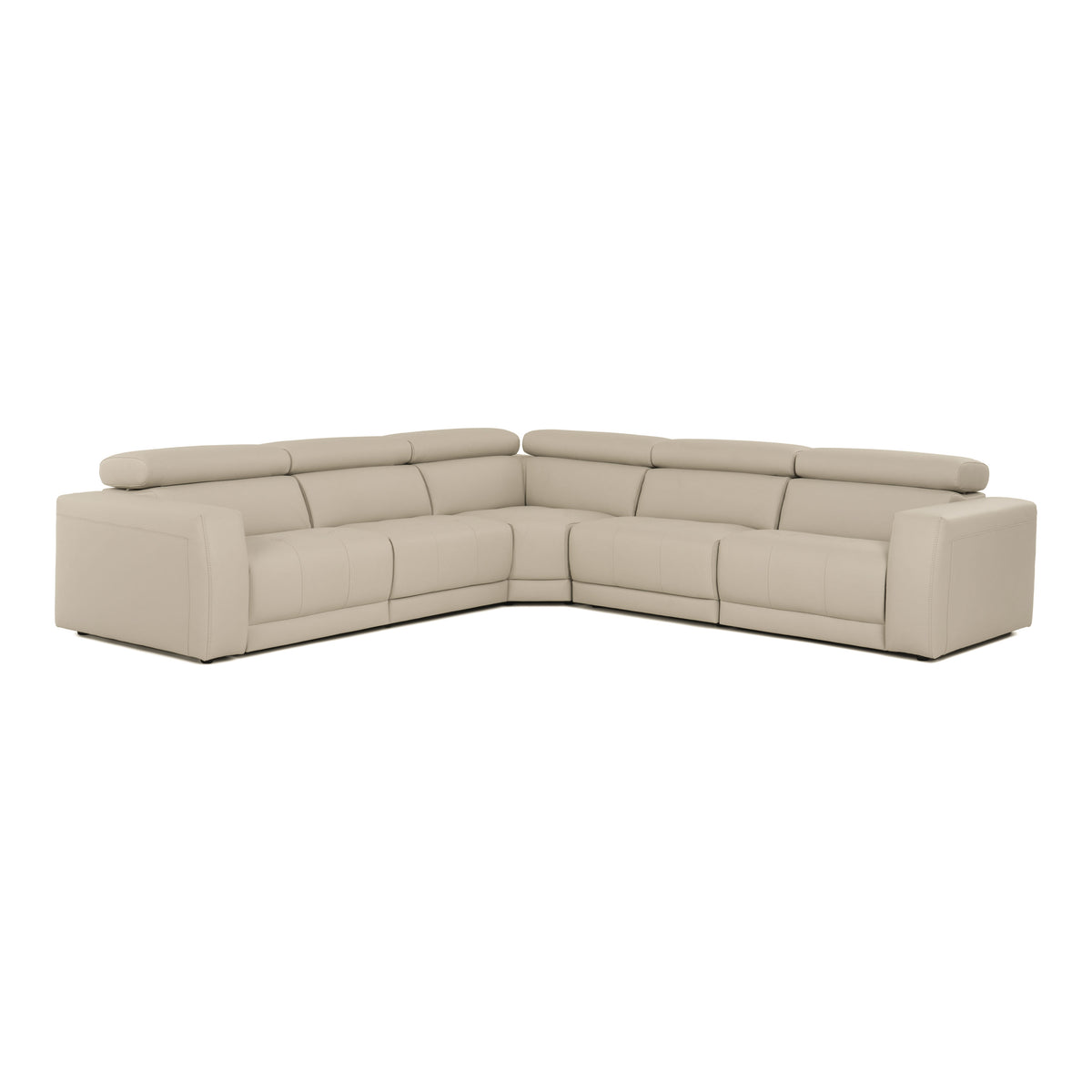 Dalton Modern Italian Oyster Leather Sectional + 2 Recliners