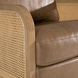 Danson Modern Tan Leather + Wicker Swivel Accent Chair