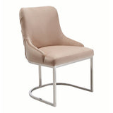 Daria Modern Beige Velvet and Stainless Steel Dining Chair Set of 2