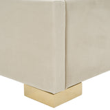 Daystar + Roma Modern Beige Velvet + Travertine + Gold Bedroom Set
