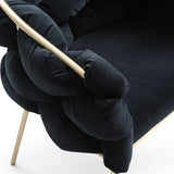 Debra Modern Black Velvet + Brushed Brass Dining Chair