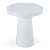 Desoto Modern White Concrete Round End Table