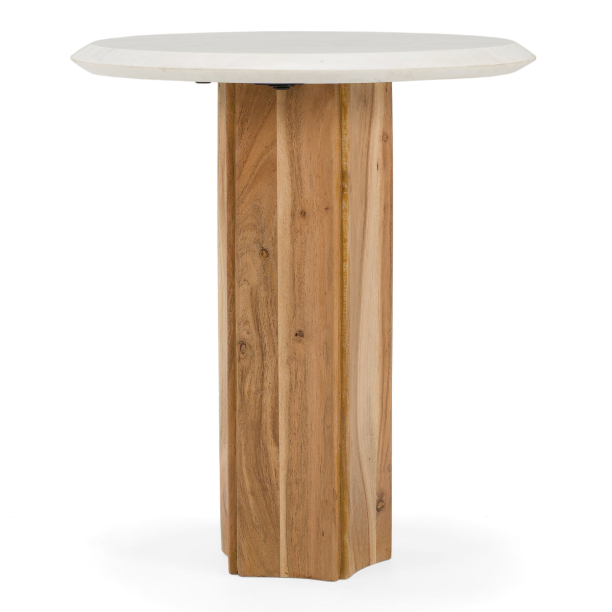 Dillinger Modern White Marble + Mango Wood End Table