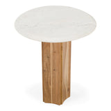 Dillinger Modern White Marble + Mango Wood End Table