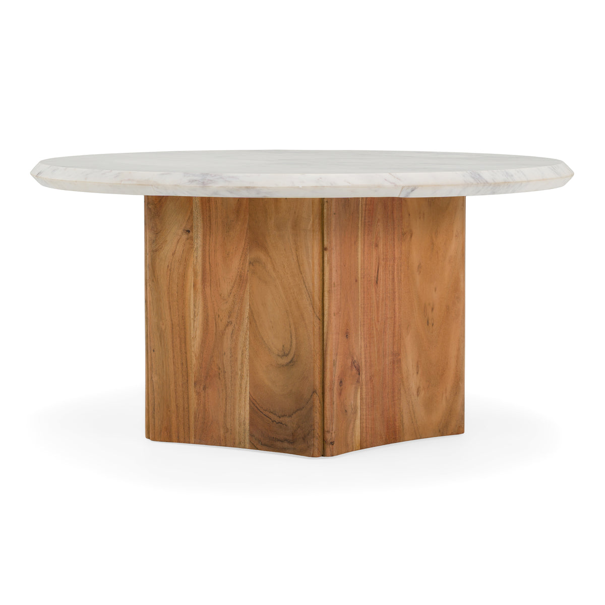 Dillinger Modern White Marble + Mango Wood Coffee Table