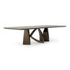 Dollemore Modern Faux Travertine Ceramic + Antique Brass Dining Table