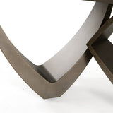 Dollemore Modern Faux Travertine Ceramic + Antique Brass Dining Table