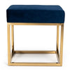 Downey Modern Blue Velvet & Gold Stool Ottoman