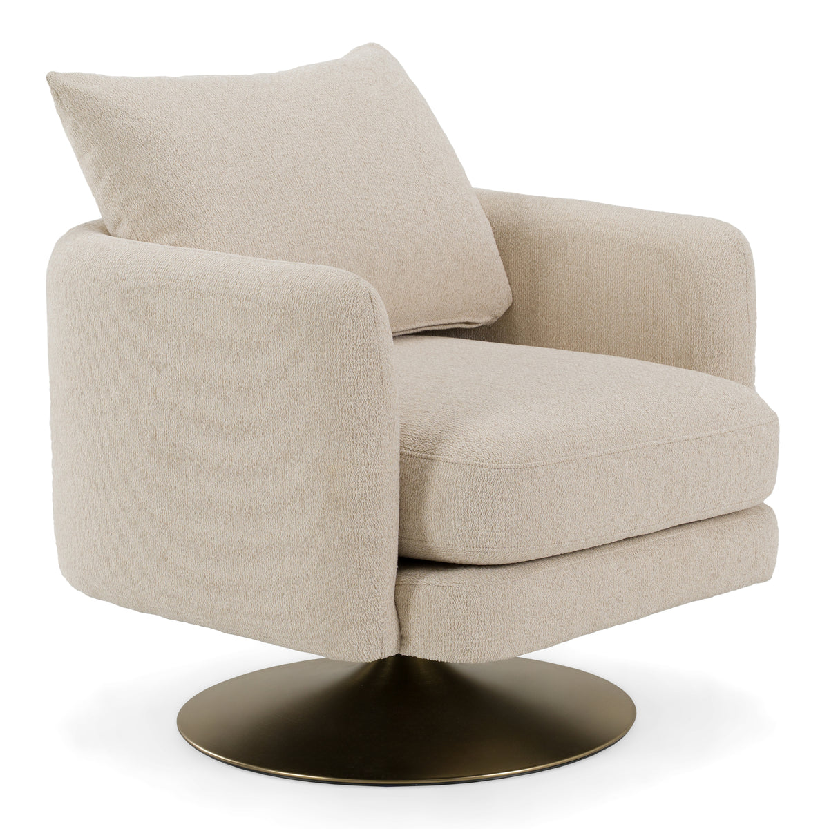 Doyle Modern Cream Fabric + Gold Accent Chair