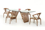 Draper Mid-Century Walnut and Glass Dining Table
