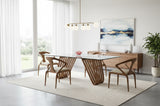Draper Mid-Century Walnut and Glass Dining Table