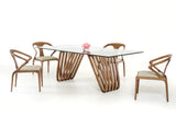Draper Mid-Century Walnut and Glass Dining Table