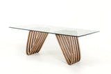 Draper Mid-Century Walnut and Glass Dining Table