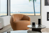 Agatha Modern Tan Leather Swivel Accent Chair