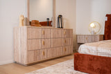 Roma Modern Faux Travertine + Gold Dresser