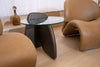 Buxton Mid-Century Modern Glass + Dark Walnut End Table