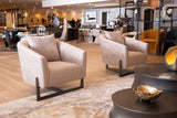 Forbis Contemporary Light Grey Fabric + Bronze Accent Chair