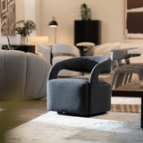 Dowsett Modern Charcoal Fabric Swivel Accent Chair
