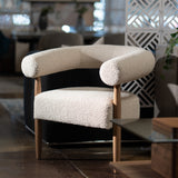 Marchland Modern Beige Fabric + Oak Accent Chair