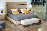 Modrest Sterling Modern Beige Bonded Leather & Gold Bed