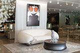 Fortune Contemporary White Fabric Sofa