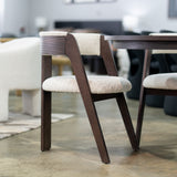 Washington Modern Cream Fabric + Brown Oak Dining Chair (Set of 2)