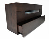 Ceres Contemporary Brown Oak and Grey Dresser with LED Light