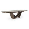 Dunster Contemporary Beige Ceramic + Metallic Grey Extendable Dining Table