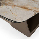 Dunster Contemporary Beige Ceramic + Metallic Grey Extendable Dining Table