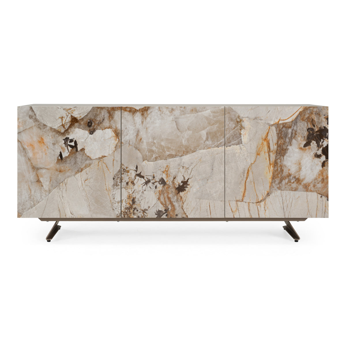Dunster Contemporary Beige Ceramic + Metallic Grey Buffet