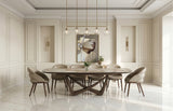 Dunster Contemporary Beige Ceramic + Metallic Grey Extendable Dining Table