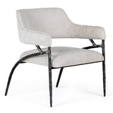 Ector Modern Off-White Fabric + Forged Metal Accent Chair