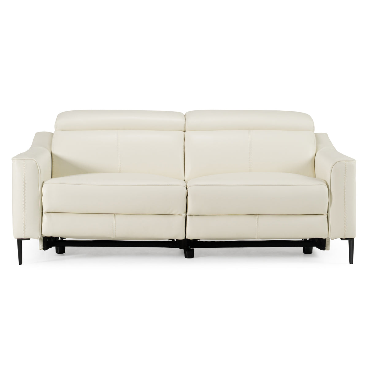 Eden Modern White Leather Sofa With 2 Recliners