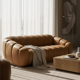 Ekwok Modern Tan Leather Sofa