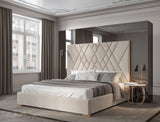 Eldora Glam Beige Velvet and Brushed Brass Bed