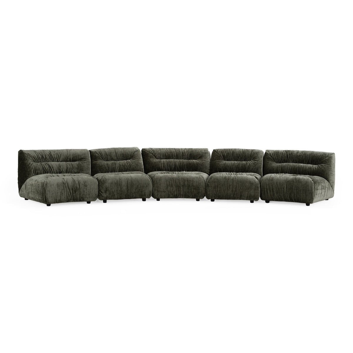 Elias Modern Green Fabric Curved Modular Sectional Sofa