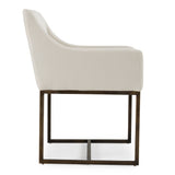 Elijah Modern Off White & Copper Antique Brass Dining Chair