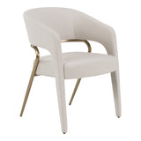 Elson Modern Off-White Fabric + Antique Brass Dining Chair