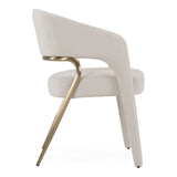 Elson Modern Off-White Fabric + Antique Brass Dining Chair
